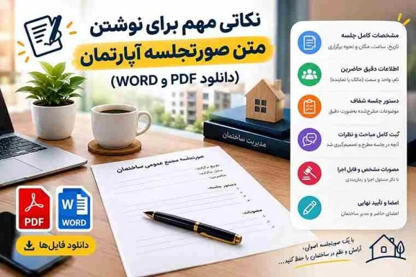 نکاتی مهم برای نوشتن متن صورتجلسه مدیر آپارتمان (دانلود PDF و WORD)
