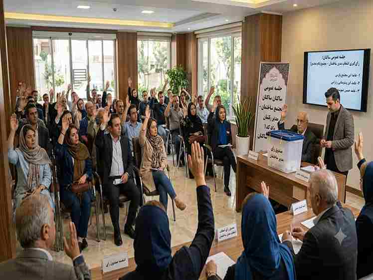 جلسه همسایگان برای انتخاب مدیر آپارتمان در مجتمع مسکونی تهران