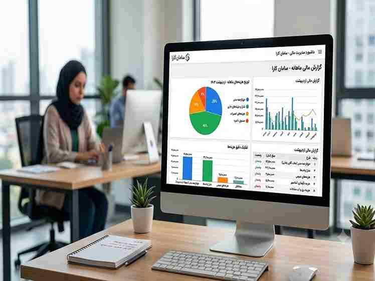 داشبورد نرم‌افزار مدیریت ساختمان سامان کارا با تفکیک شفاف حق‌الزحمه مدیر از سایر هزینه‌های ماهانه